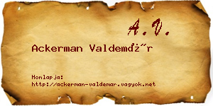Ackerman Valdemár névjegykártya